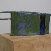 Pichet vert à bande bleu
