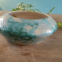 Vase en gres turquoise